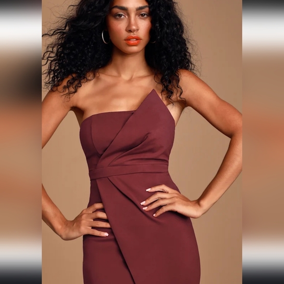 Lulus Queen of the City Burgundy Strapless Bodycon Dress Sz M NWT - Picture 7 of 13